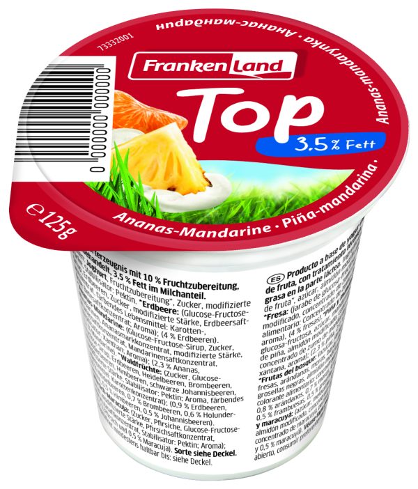 topyoghurt frankenland ananas mandarijn 125 gram